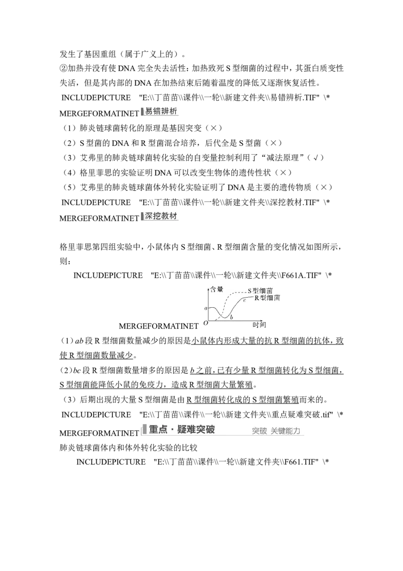 第16讲DNA是主要的遗传物质_2024年新高考资料_1.2024一轮复习_2024年高考生物一轮复习讲义（新人教版）_另附1套Word版题库_必修2_第六单元遗传的分子基础