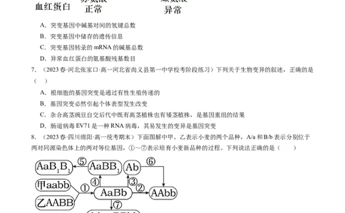 第23讲生物的变异（练习）（原卷版）_2024年新高考资料_1.2024一轮复习_2024年高考生物一轮复习讲练测（新教材新高考）