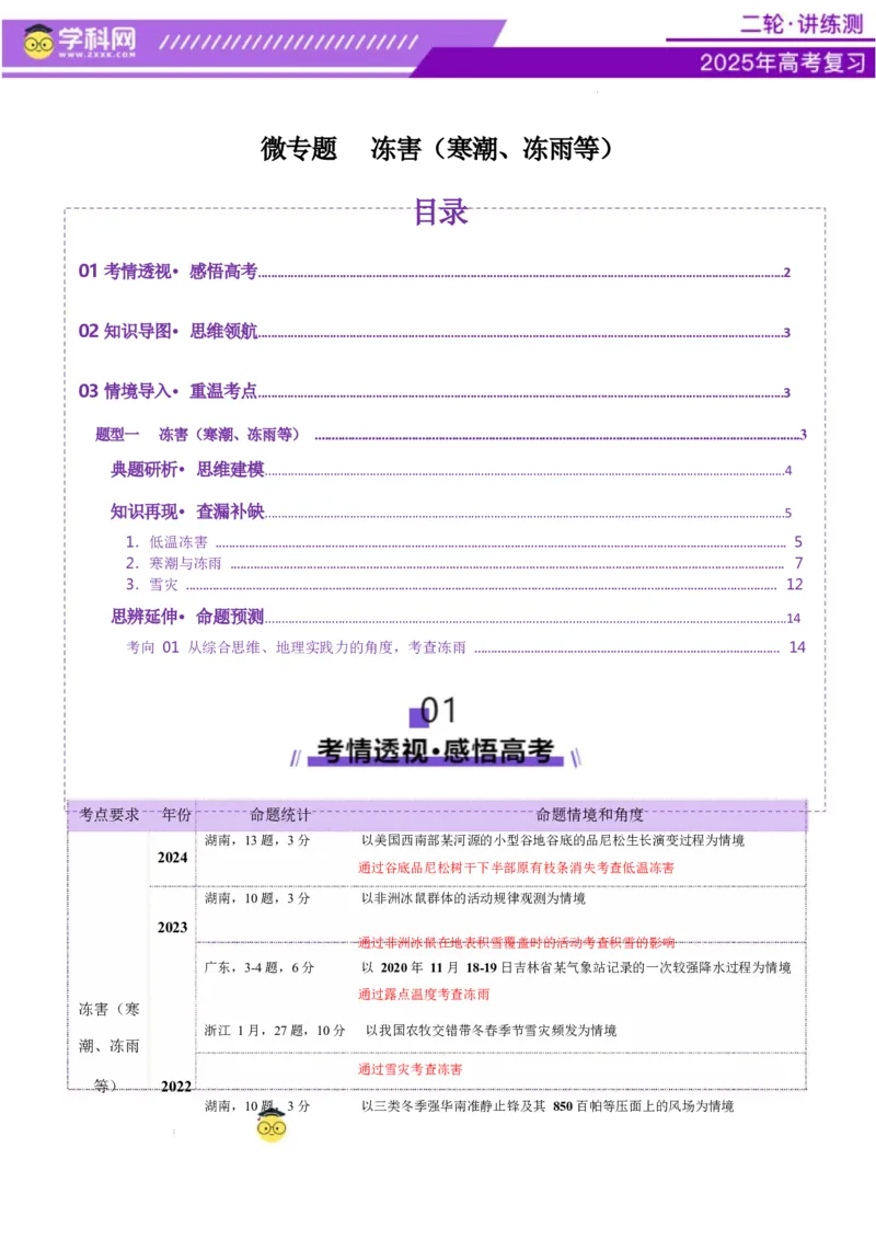 微专题冻害（寒潮、冻雨等）（讲义）（解析版）_2025年新高考资料_二轮复习_上好课2025年高考地理二轮复习讲练测（新高考通用）3381954