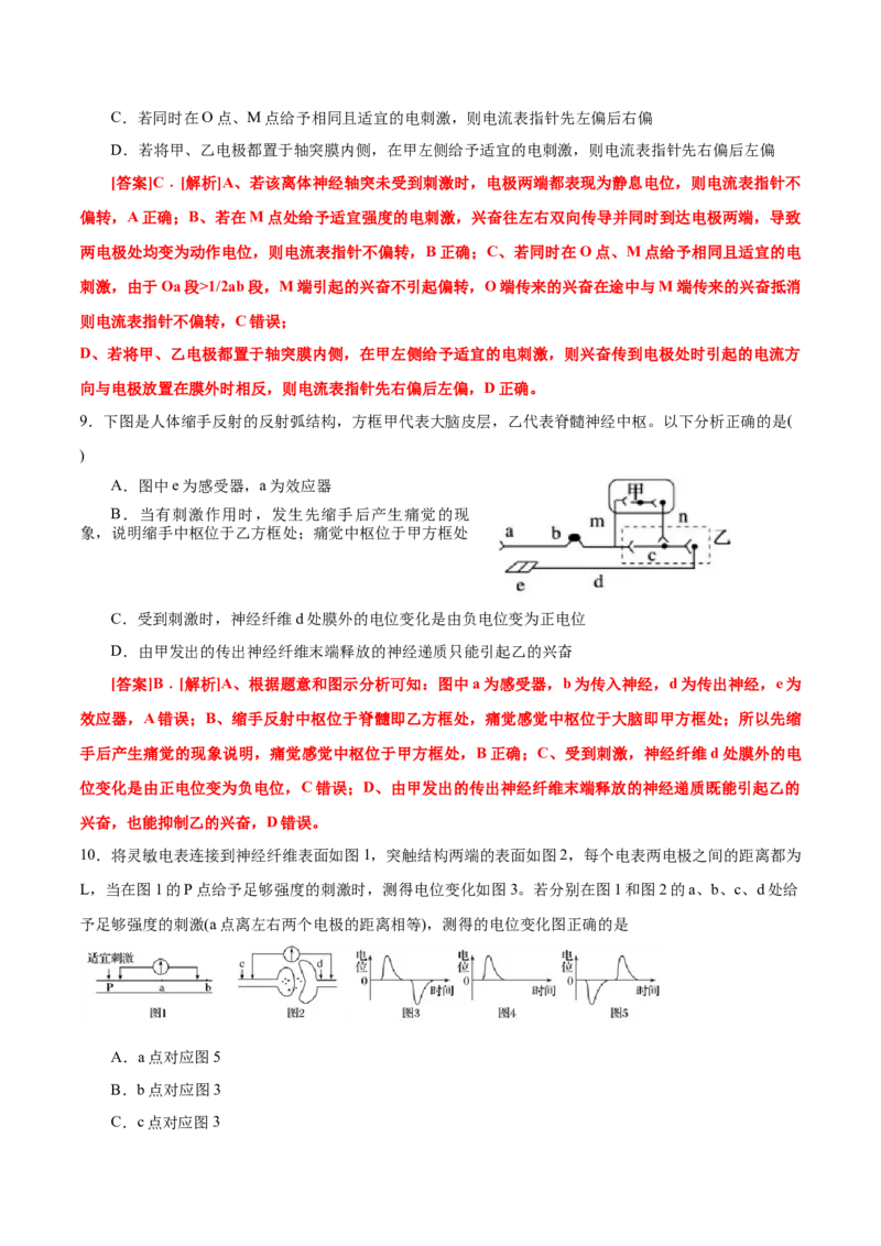 GKSW150_第21讲神经调节-备战2022年高考生物一轮复习精品讲义（人教版）(解析版)_新高考复习资料_2022年新高考复习资料_备战2022新高考生物一轮复习精品讲义（人教版）
