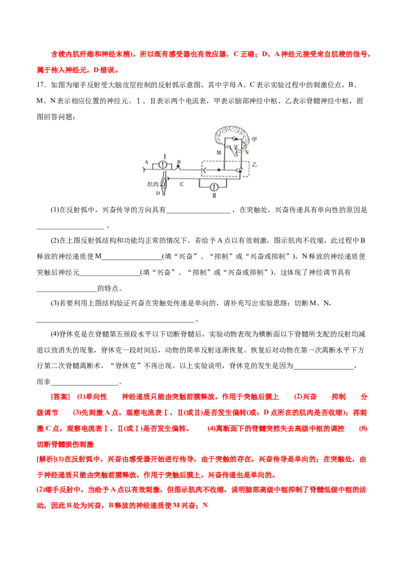 GKSW150_第21讲神经调节-备战2022年高考生物一轮复习精品讲义（人教版）(解析版)_新高考复习资料_2022年新高考复习资料_备战2022新高考生物一轮复习精品讲义（人教版）