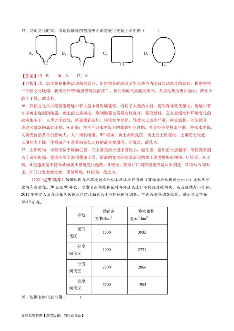 专题15资源、环境与区域发展-学易金卷：五年（2019-2023）高考地理真题分项汇编（解析版）_通用版（老高考）复习资料_2024年复习资料