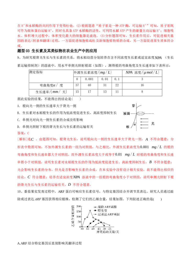 第13讲植物生命活动的调节（讲义）解析版_2024年新高考资料_2.2024二轮复习_2024年高考生物二轮复习讲练测（新教材新高考）