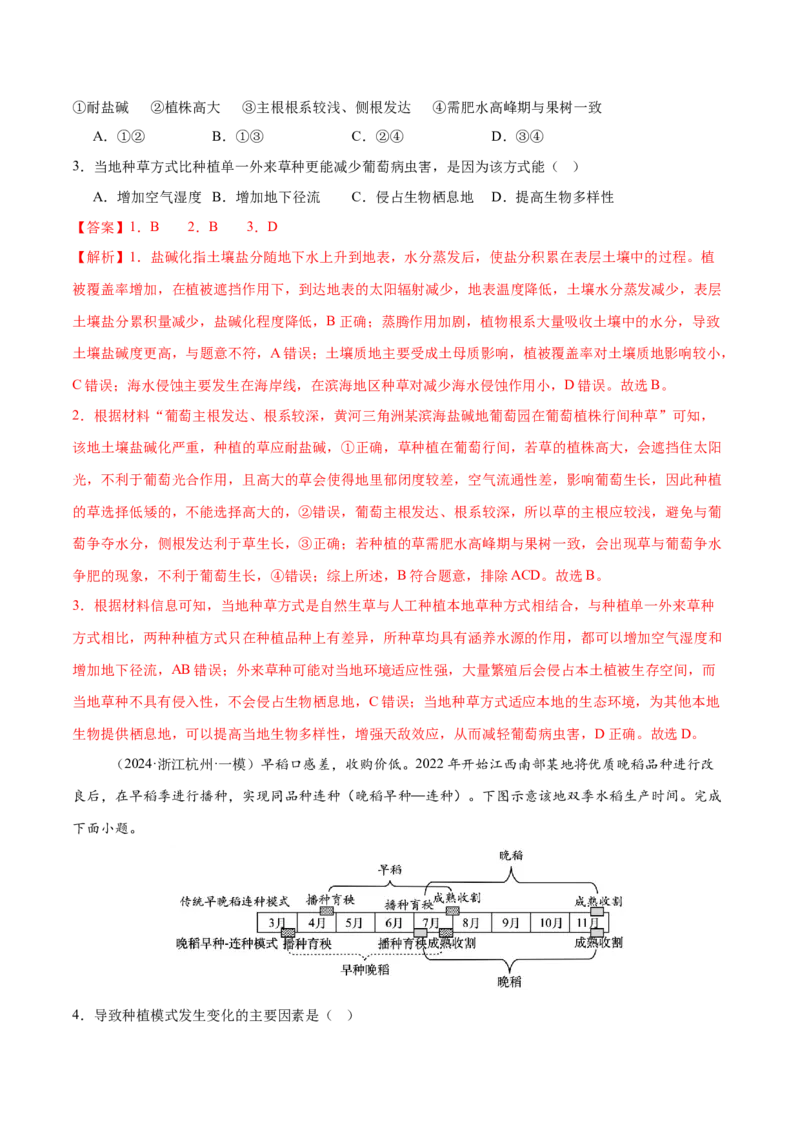 微专题农业技术、市场竞争力、新型服务业（练习）（解析版）_2025年新高考资料_二轮复习_01高考语文等多个文件_上好课2025年高考地理二轮复习讲练测（新高考通用）