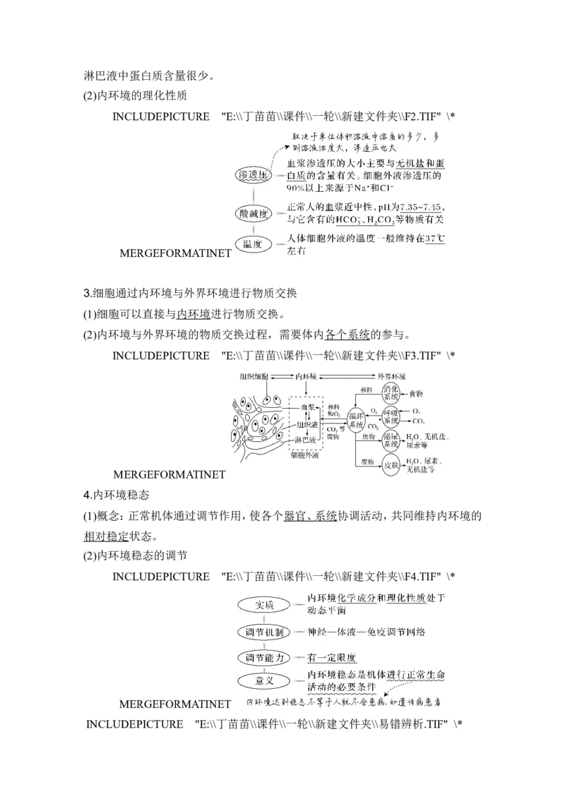 第22讲人体内环境稳态及实例_2024年新高考资料_1.2024一轮复习_2024年高考生物一轮复习讲义（新人教版）_另附1套Word版题库_选择性必修1_第八单元稳态与调节