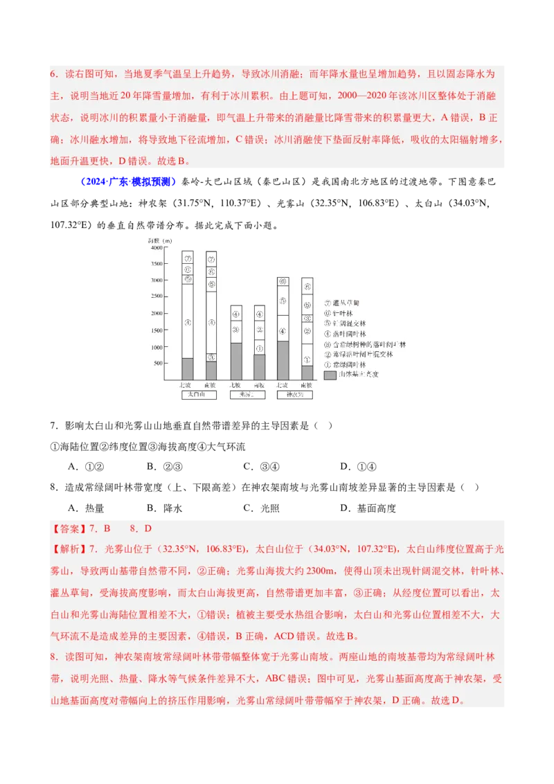 重难点06自然地理环境的整体性与差异性（解析版）_2025年新高考资料_二轮复习_2025年高三地理高考二轮复习专项提升（新高考通用）3405802_重点&middot;难点&middot;热点专练（分地区）_广东专用