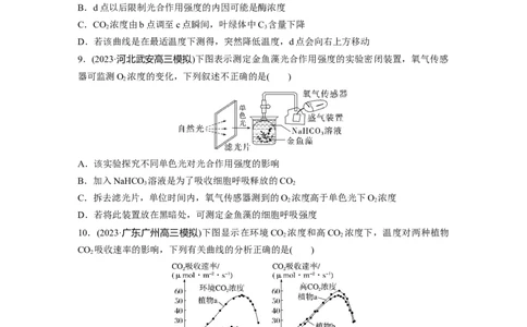 第3单元　课时练6　光合作用的影响因素及其应用_2024年新高考资料_1.2024一轮复习_2024年高考生物一轮复习讲义（新人教版）_学生版在此文件夹_一轮复习69练