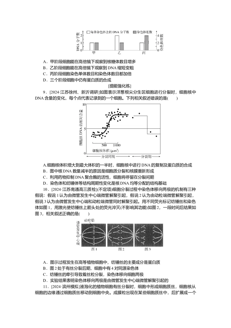 2025届高中生物学一轮复习检测案12　细胞周期和细胞的有丝分裂（含解析）_2025年新高考资料_一轮复习_2025届高中生物学一轮复习分层复习检测(含解析)