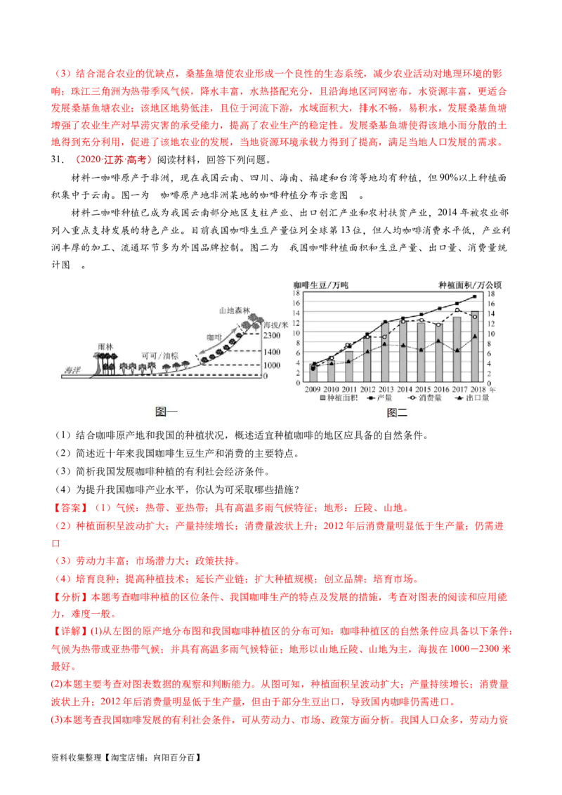 专题10农业-学易金卷：五年（2019-2023）高考地理真题分项汇编（解析版）_通用版（老高考）复习资料_2024年复习资料_完五年（2019-2023）高考地理真题分项汇编（全国通用）