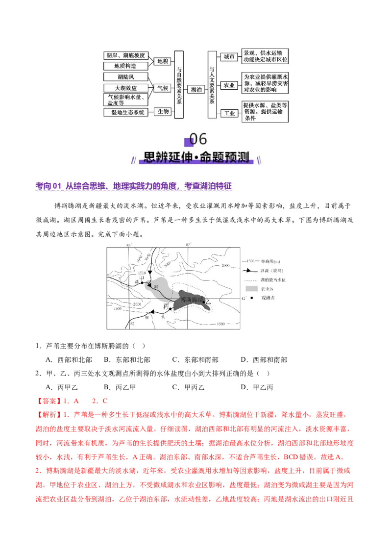 微专题湖泊（讲义）（解析版）_2025年新高考资料_二轮复习_2025年高三地理高考二轮复习专项提升（新高考通用）3405802_二轮讲义