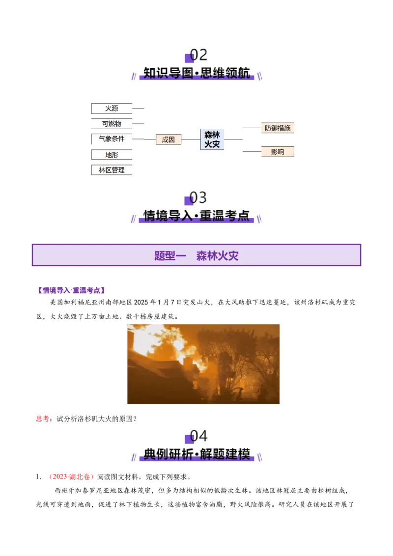 微专题森林火灾（讲义）（原卷版）_2025年新高考资料_二轮复习_2025年高三地理高考二轮复习专项提升（新高考通用）3405802_二轮讲义