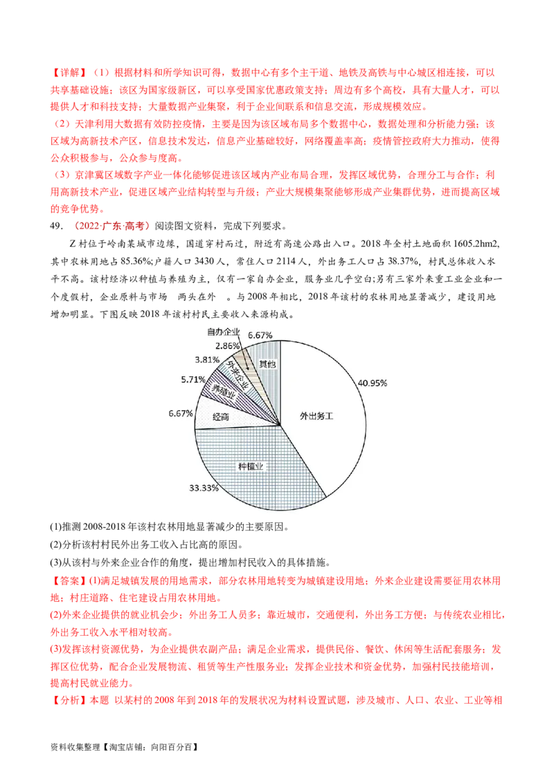 专题11工业与服务业-学易金卷：五年（2019-2023）高考地理真题分项汇编（解析版）_通用版（老高考）复习资料_2024年复习资料_完五年（2019-2023）高考地理真题分项汇编（全国通用）