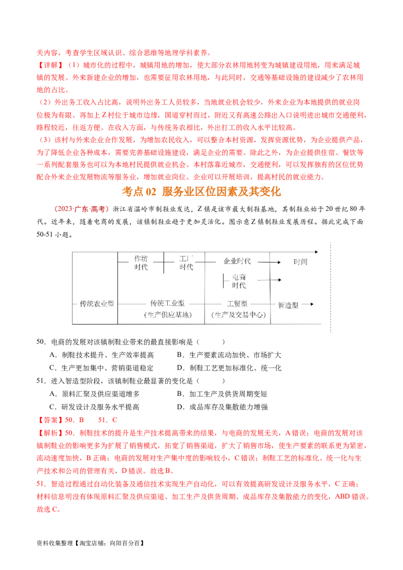 专题11工业与服务业-学易金卷：五年（2019-2023）高考地理真题分项汇编（解析版）_通用版（老高考）复习资料_2024年复习资料_完五年（2019-2023）高考地理真题分项汇编（全国通用）