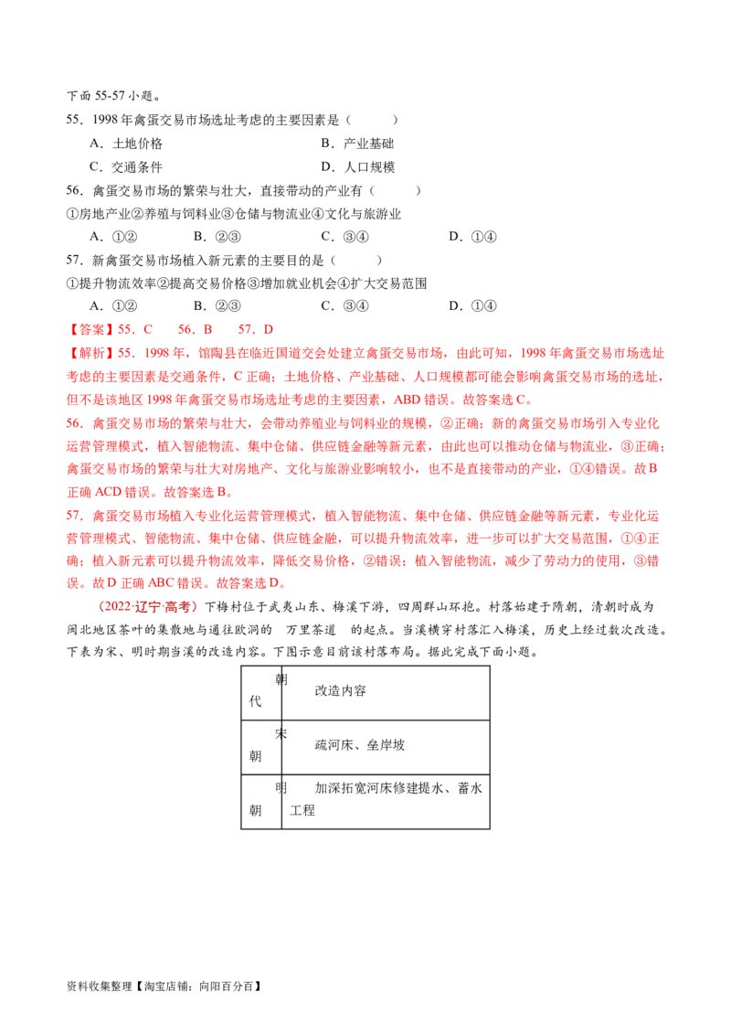 专题11工业与服务业-学易金卷：五年（2019-2023）高考地理真题分项汇编（解析版）_通用版（老高考）复习资料_2024年复习资料_完五年（2019-2023）高考地理真题分项汇编（全国通用）