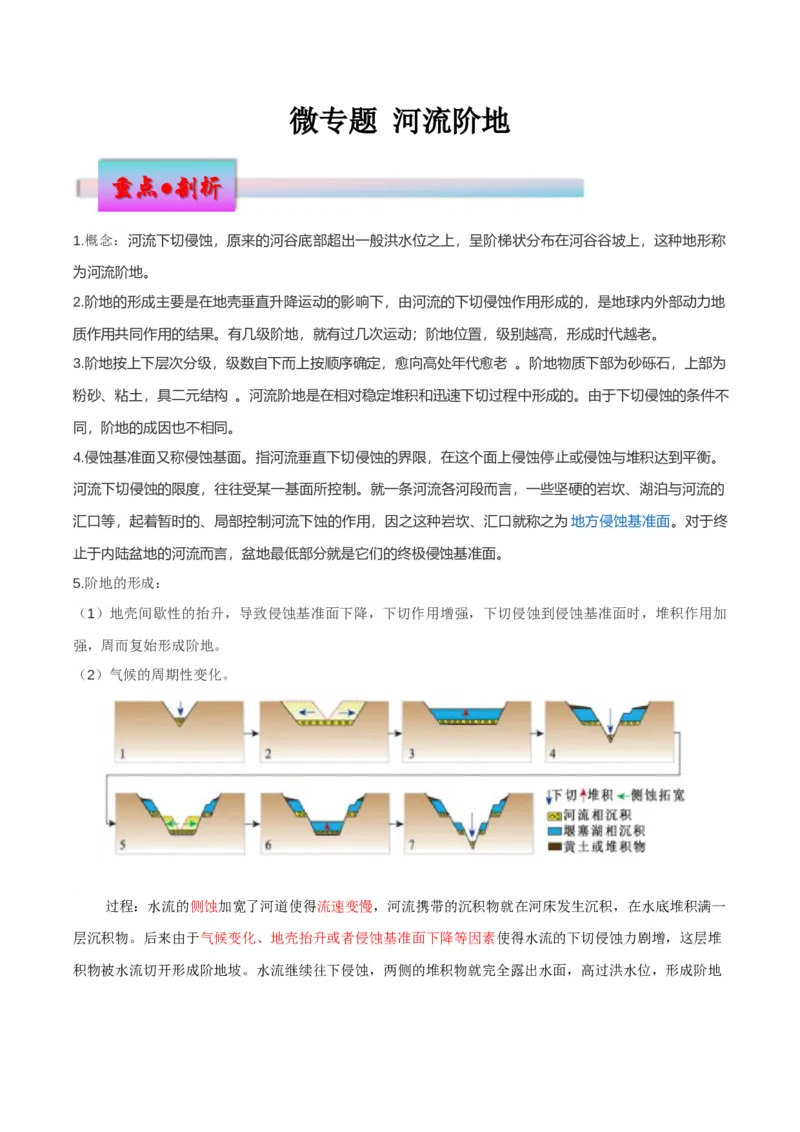 微专题河流阶地（原卷版）_2025年新高考资料_二轮复习_01高考语文等多个文件_2025年高三地理高考二轮复习专项提升_微专题集成讲练