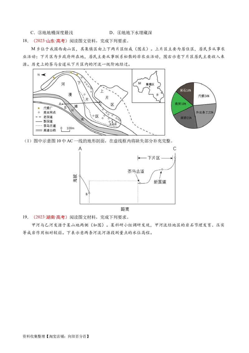 专题01地球与地图-学易金卷：五年（2019-2023）高考地理真题分项汇编（源卷版）_通用版（老高考）复习资料_2024年复习资料_完五年（2019-2023）高考地理真题分项汇编（全国通用）
