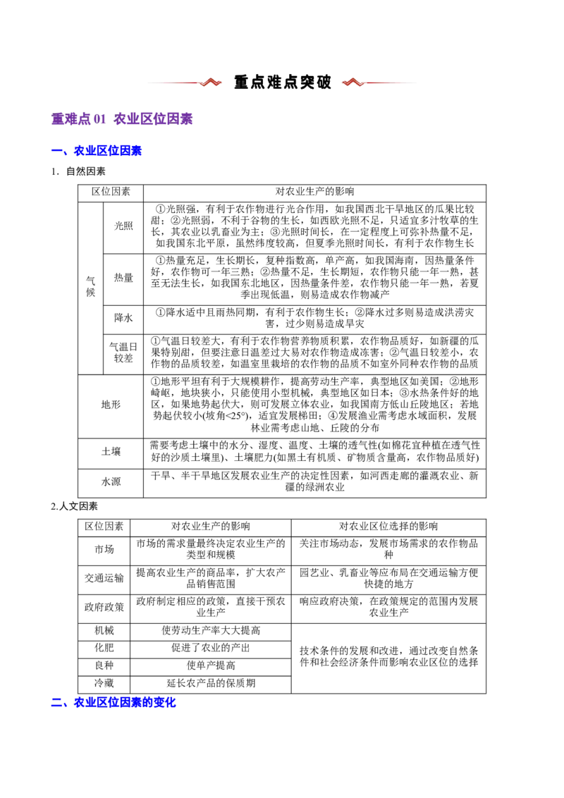 重难点09农业生产活动（浙江专用）（解析版）_2025年新高考资料_二轮复习_2025年高三地理高考二轮复习专项提升（新高考通用）3405802_重点&middot;难点&middot;热点专练（分地区）_浙江专用