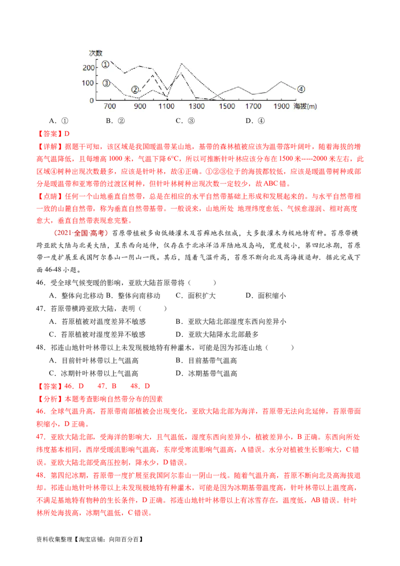 专题06自然环境的整体性与差异性-学易金卷：五年（2019-2023）高考地理真题分项汇编（解析版）_通用版（老高考）复习资料_2024年复习资料