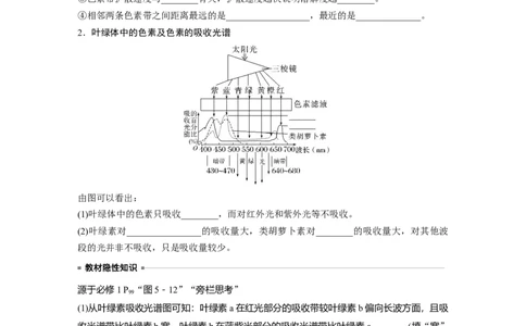 第3单元　第5课时　捕获光能的色素和结构及光合作用的原理_2024年新高考资料_1.2024一轮复习_2024年高考生物一轮复习讲义（新人教版）_学生版在此文件夹_大一轮复习讲义