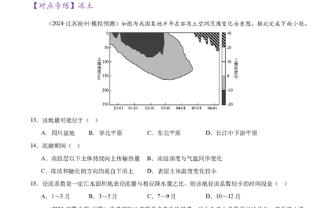 微专题生物与环境、冻土（练习）（原卷版）_2025年新高考资料_二轮复习_01高考语文等多个文件_上好课2025年高考地理二轮复习讲练测（新高考通用）_第一部分专题突破