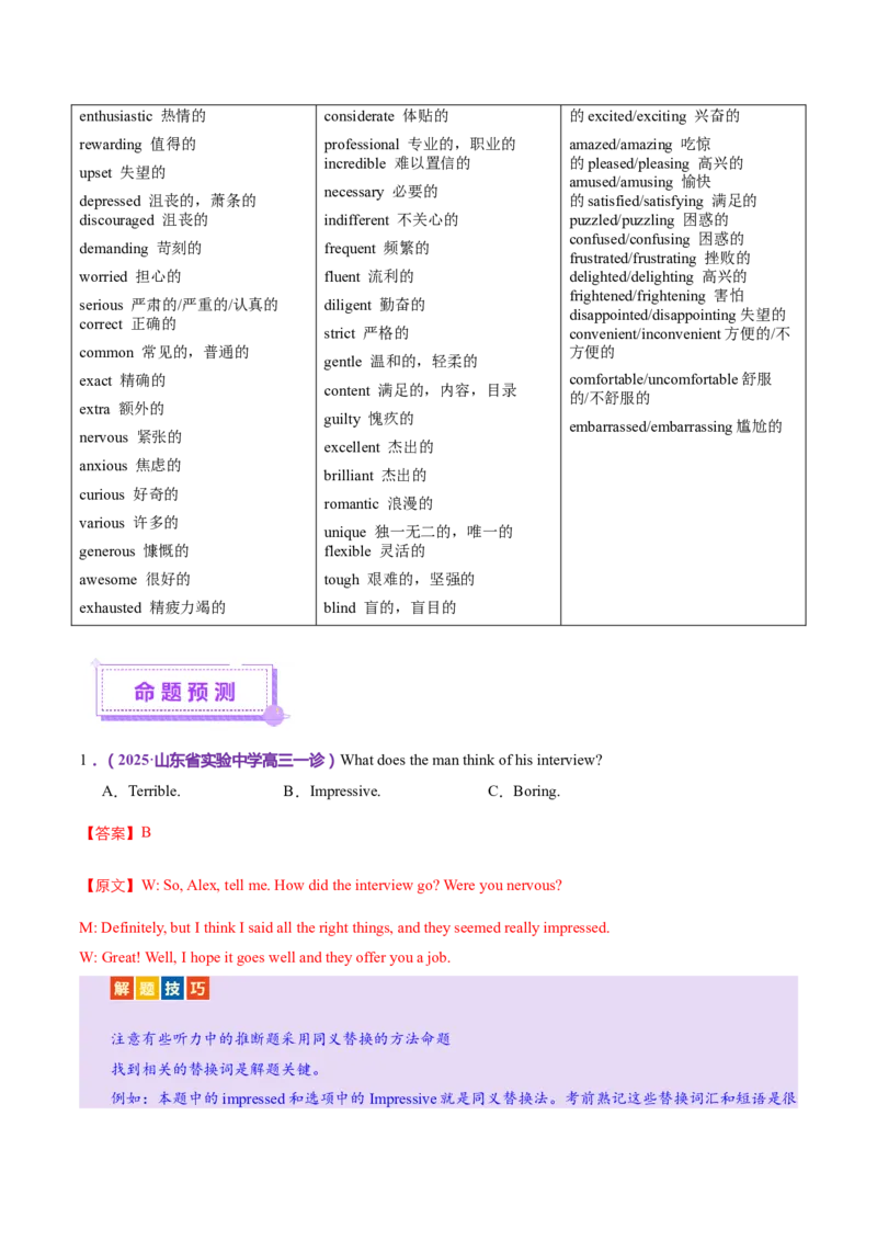 词汇知识专题01听力词汇（讲义）（解析版）_02高考数学_2025年新高考资料_二轮复习_01高考语文等多个文件_上好课2025年高考英语二轮复习讲练测（新高考通用）_第二部分词汇知识