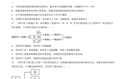 第4讲细胞中的蛋白质和核酸（练习）（原卷版）_2024年新高考资料_1.2024一轮复习_2024年高考生物一轮复习讲练测（新教材新高考）