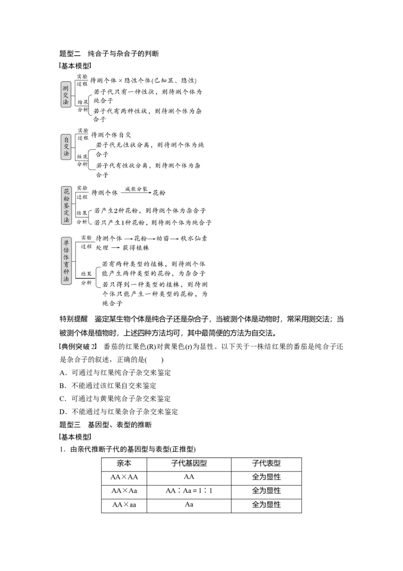 第5单元　第2课时　基因分离定律基础题型突破_2024年新高考资料_1.2024一轮复习_2024年高考生物一轮复习讲义（新人教版）_学生版在此文件夹_大一轮复习讲义_第五单元　基因的传递规律