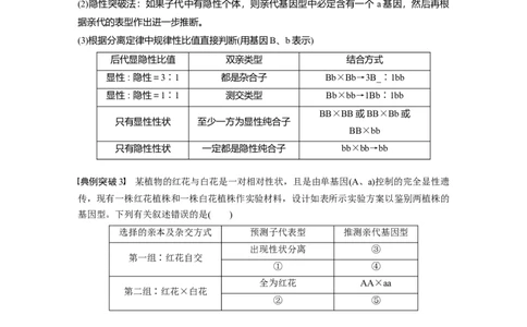 第5单元　第2课时　基因分离定律基础题型突破_2024年新高考资料_1.2024一轮复习_2024年高考生物一轮复习讲义（新人教版）_学生版在此文件夹_大一轮复习讲义_第五单元　基因的传递规律
