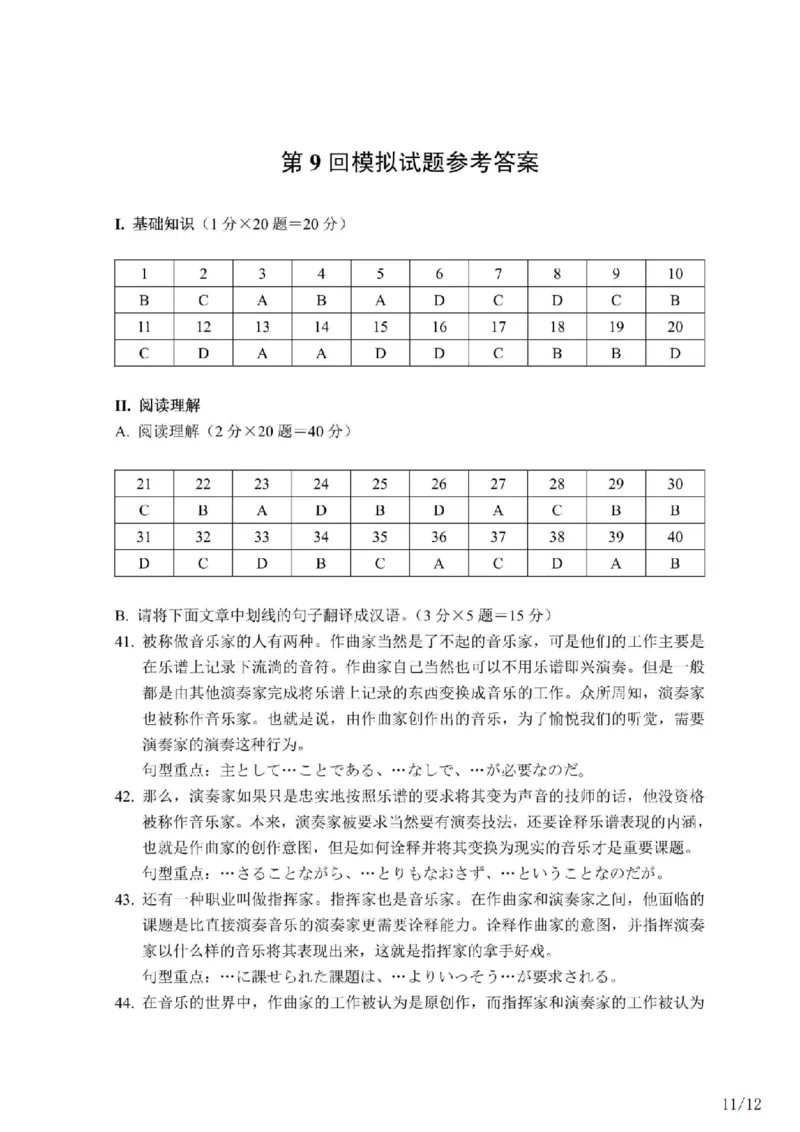 203考研日语模拟卷第9回题本+答案（OCR）_203考研（日语）历年真题资料_203日语-复习资料_02-203考研日语12套模拟题