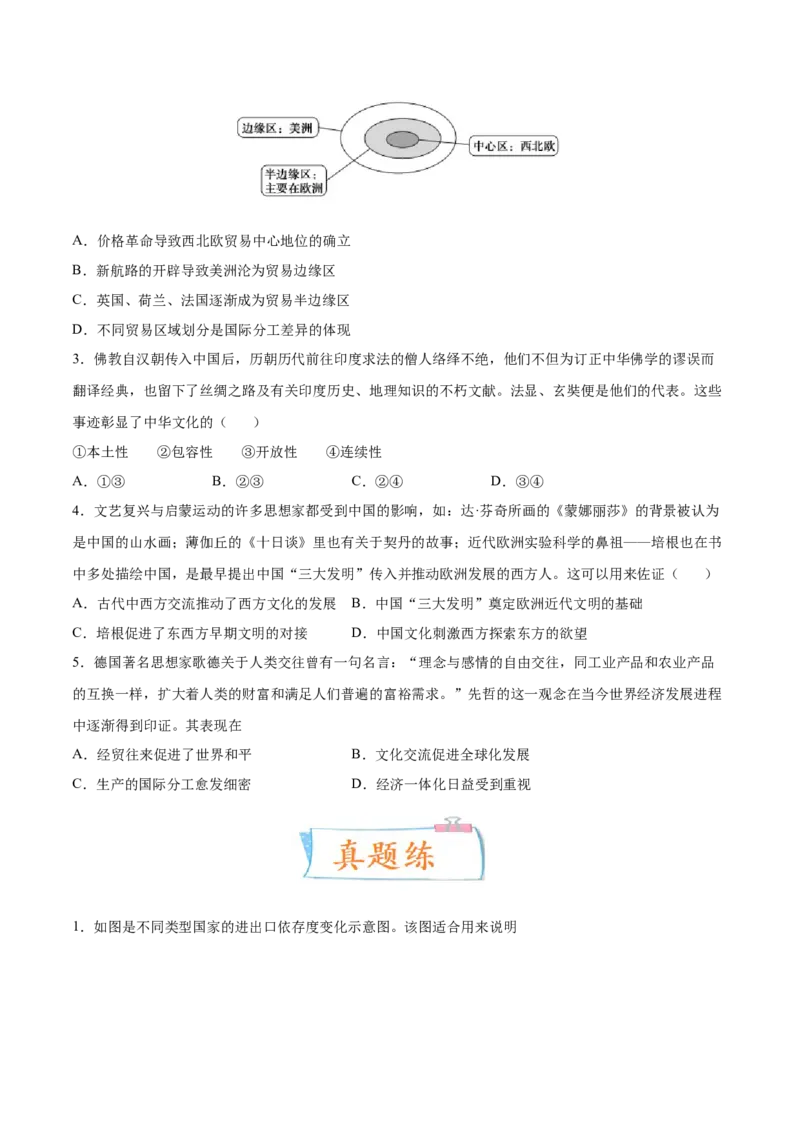 专题16人类的商路、贸易与文化交流（原卷版）-备战2023年高考历史一轮复习考点微专题（新高考地区专用）_新高考复习资料_2023年新高考复习资料