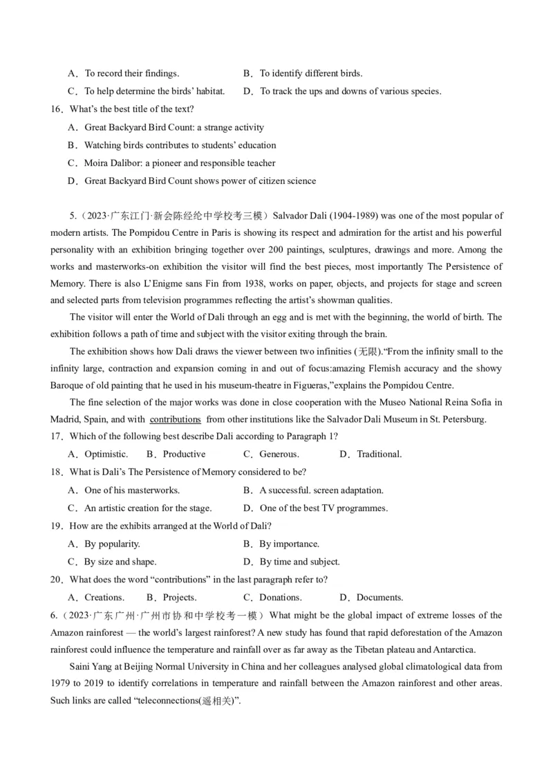 重难点02阅读理解词义猜测题-2024年高考英语热点&middot;重点&middot;难点专练（新高考专用）（原卷版）_03高考英语_新高考复习资料_2024年新高考资料_专项复习资料_重点难点练