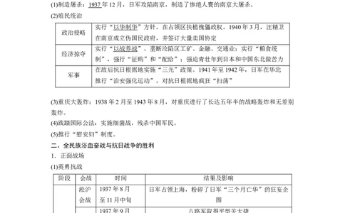 2023年高考历史一轮复习（部编版新高考）第9讲课题25　中华民族的抗日战争_新高考复习资料_2023年新高考复习资料_2023新高考大一轮复习讲义