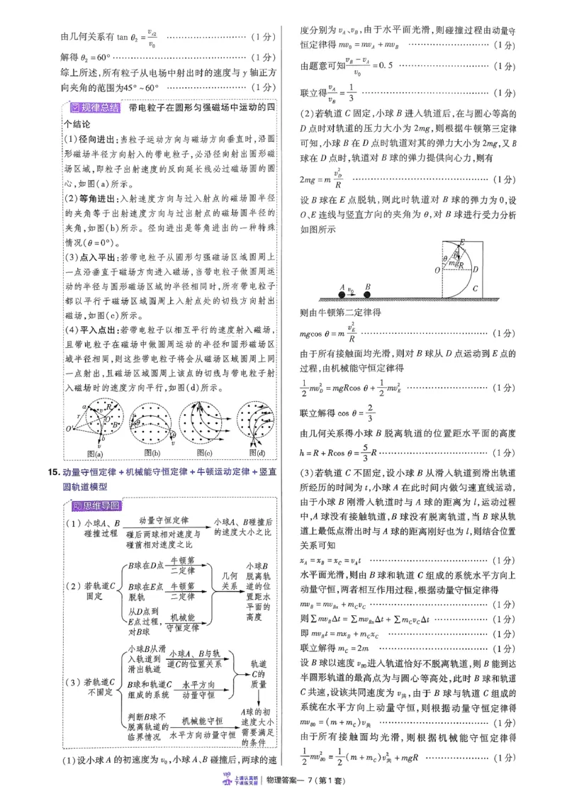 2026物理金考卷特快专递第6期《一模精选卷》答案册_第六期物化生_2026物理金考卷特快专递第6期《一模精选卷》