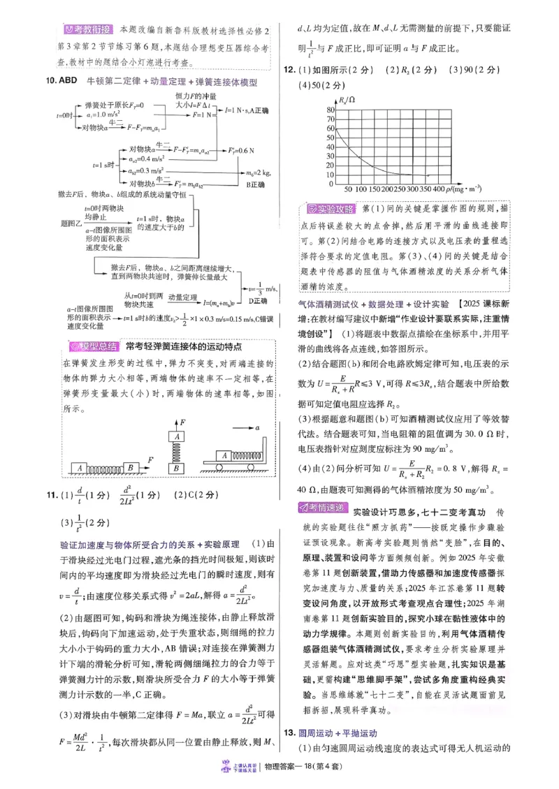 2026物理金考卷特快专递第6期《一模精选卷》答案册_第六期物化生_2026物理金考卷特快专递第6期《一模精选卷》