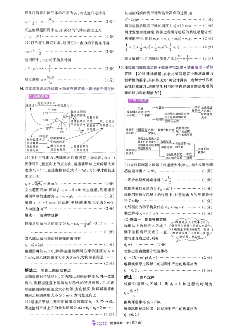 2026物理金考卷特快专递第6期《一模精选卷》答案册_第六期物化生_2026物理金考卷特快专递第6期《一模精选卷》