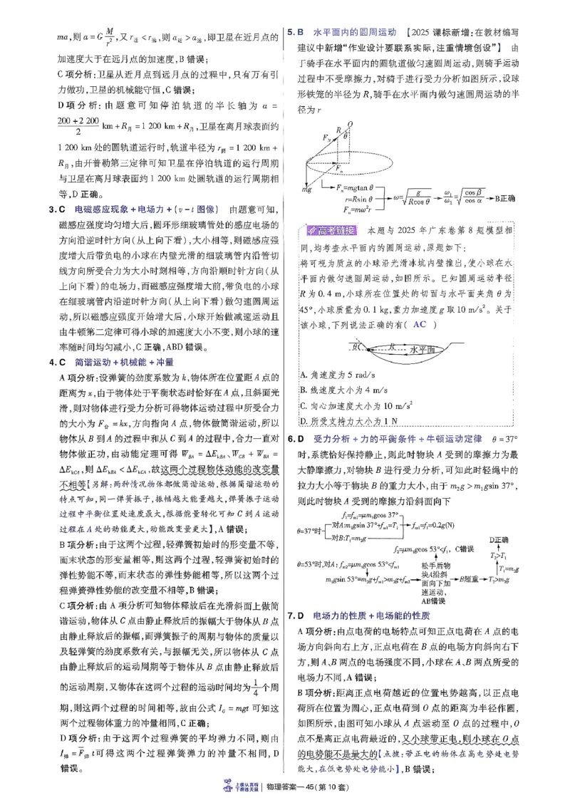 2026物理金考卷特快专递第6期《一模精选卷》答案册_第六期物化生_2026物理金考卷特快专递第6期《一模精选卷》