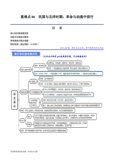 重难点06民国与北洋时期：革命与动荡中前行（解析版）_新高考复习资料_2024年新高考复习资料_专项复习资料_❤2024年高考历史热点&middot;重点&middot;难点专练（新高考专用）