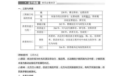 2023年高考历史一轮复习（部编版新高考）第3讲课题5　三国两晋南北朝的政权更迭与民族交融_新高考复习资料_2023年新高考复习资料_2023新高考大一轮复习讲义