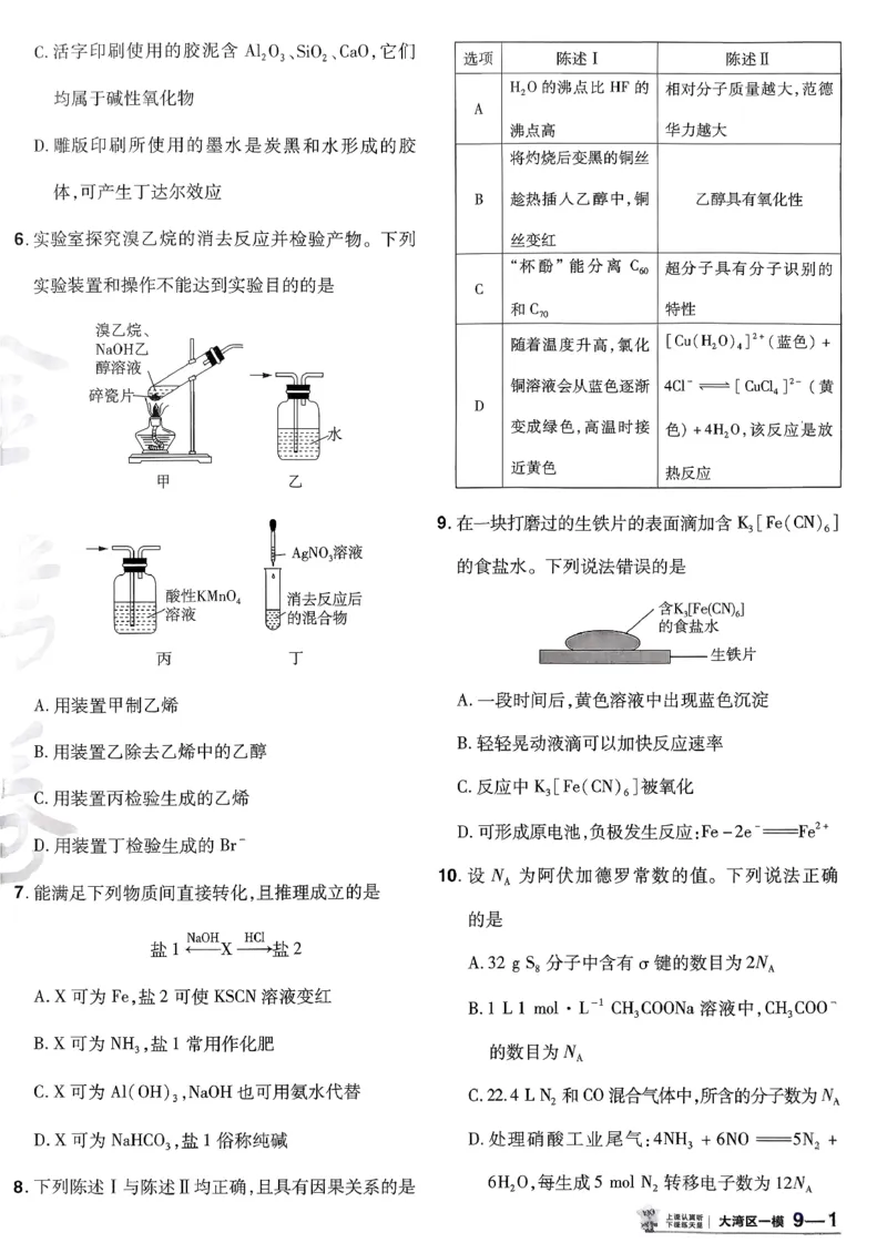 2026化学金考卷特快专递第6期《一模精选卷》试题册_第六期物化生_2026化学金考卷特快专递第6期《一模精选卷》