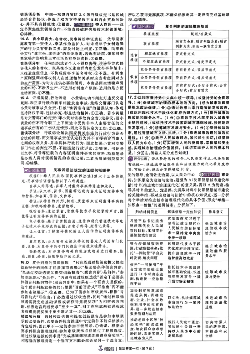 政治第6期一模精选卷A4_第六期史地政_8-政治金考卷特快专递第6期《一模精选卷》