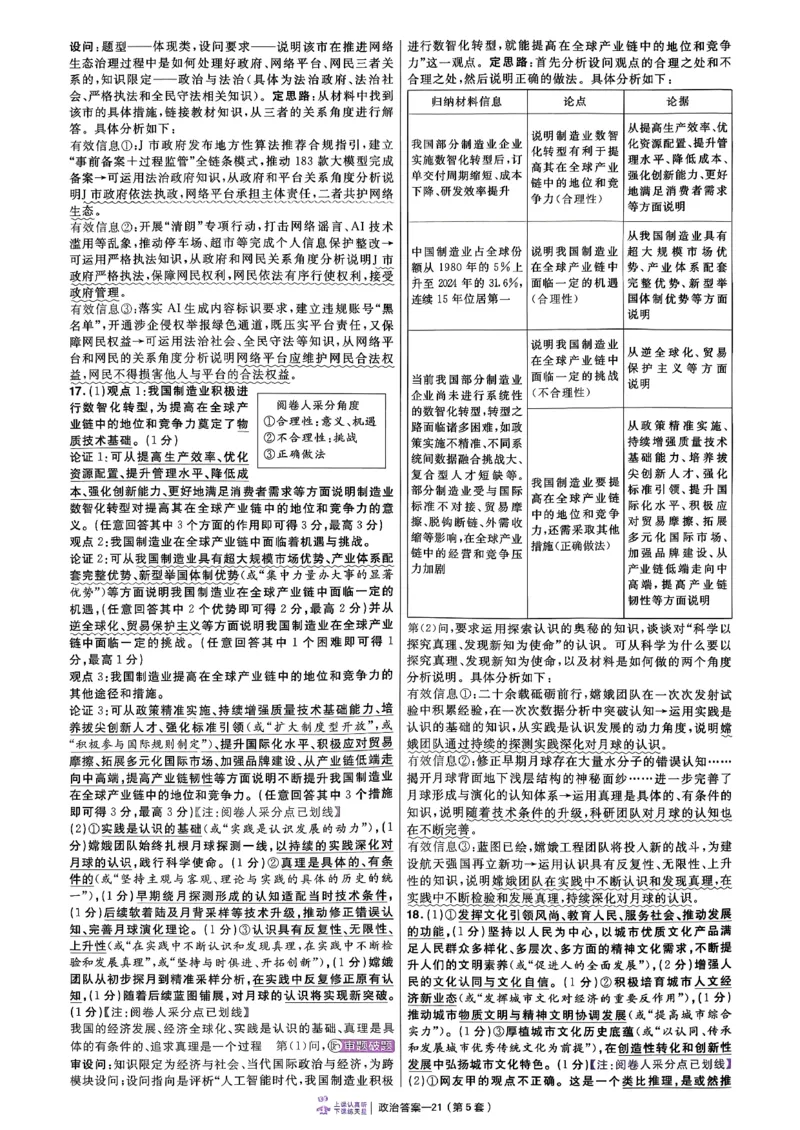 政治第6期一模精选卷A4_第六期史地政_8-政治金考卷特快专递第6期《一模精选卷》