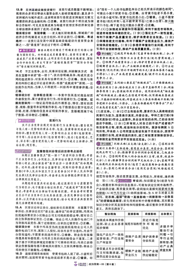 政治第6期一模精选卷A4_第六期史地政_8-政治金考卷特快专递第6期《一模精选卷》