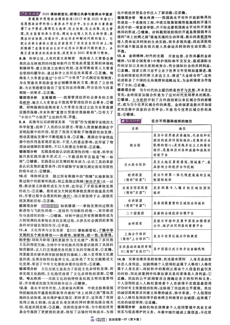 政治第6期一模精选卷A4_第六期史地政_8-政治金考卷特快专递第6期《一模精选卷》