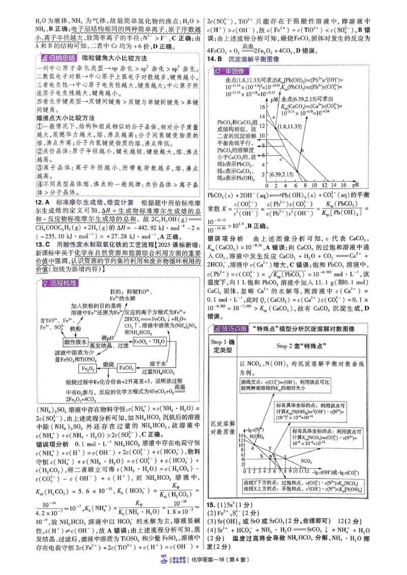 2026化学金考卷特快专递第6期《一模精选卷》答案册_第六期物化生_2026化学金考卷特快专递第6期《一模精选卷》