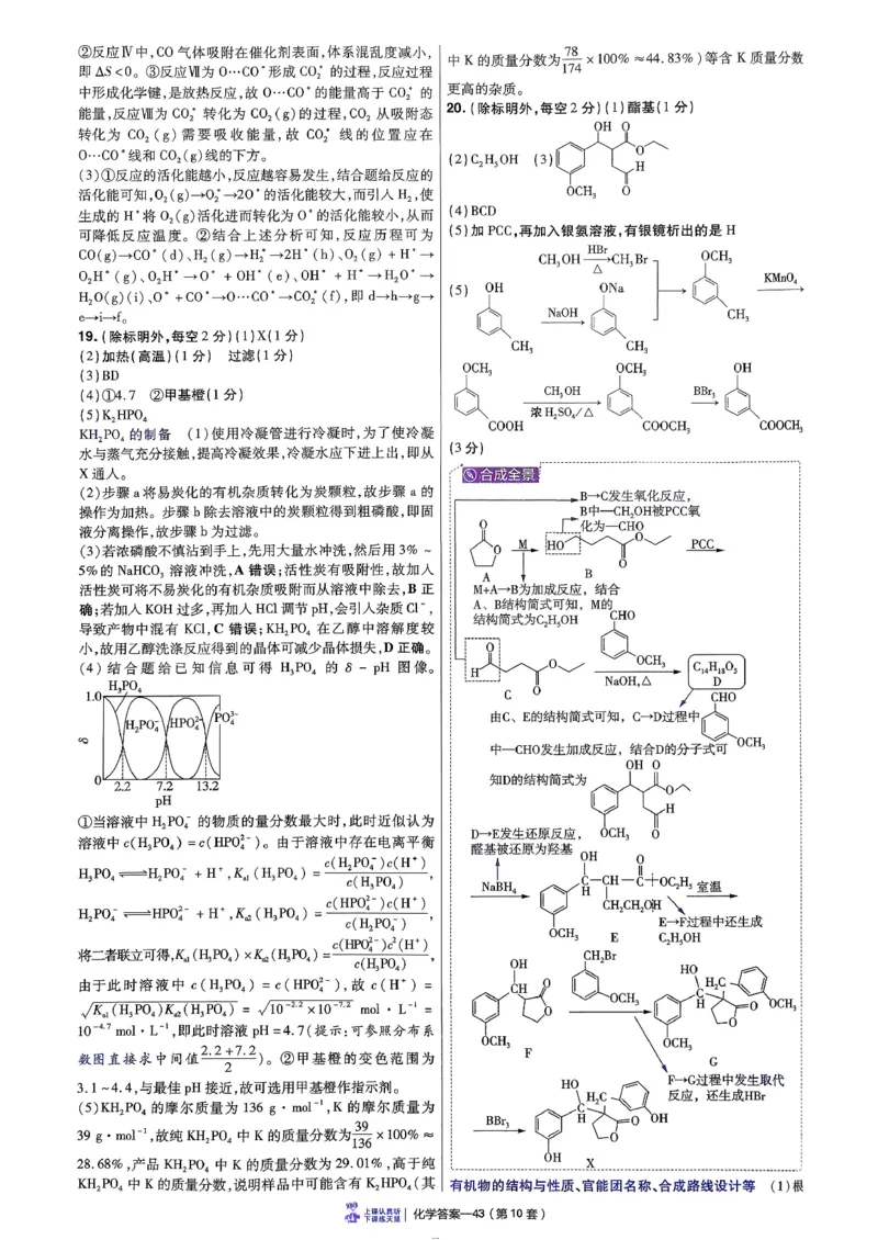 2026化学金考卷特快专递第6期《一模精选卷》答案册_第六期物化生_2026化学金考卷特快专递第6期《一模精选卷》