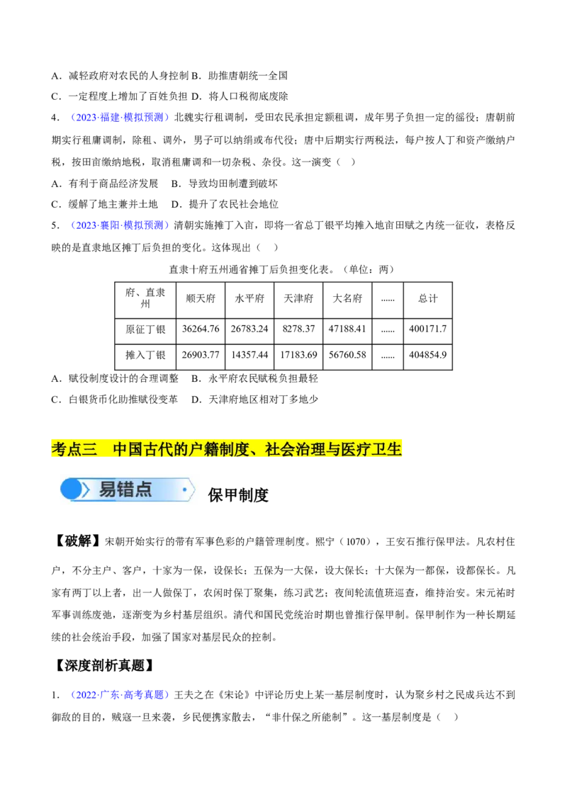 专题04中国古代史：选择性必修（贯通部分）（原卷版）_新高考复习资料_2024年新高考复习资料_专项复习资料_备战2024年高考历史考试易错题（新高考专用）