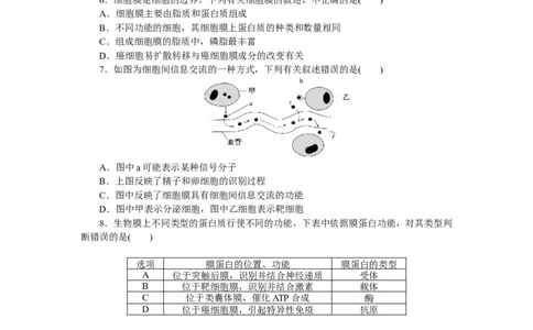 专练9　细胞膜的结构和功能_新高考复习资料_2023年新高考复习资料_专项复习_2023《微专题&middot;小练习》&middot;生物&middot;新教材&middot;XL-7