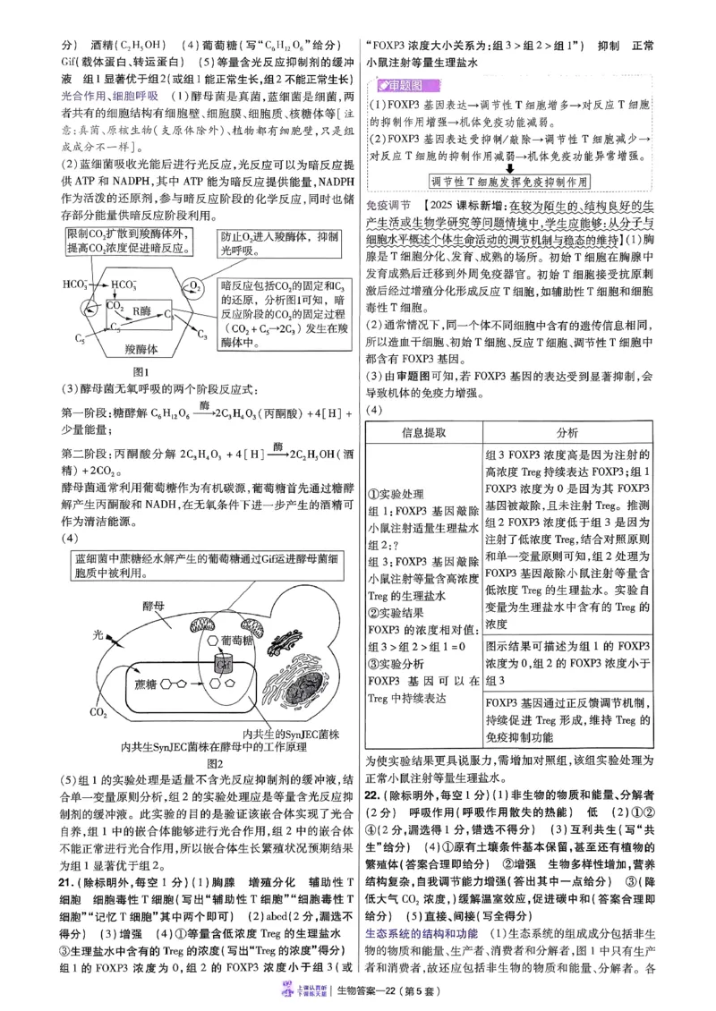 2026生物金考卷特快专递第6期《一模精选卷》答案册_第六期物化生_2026生物金考卷特快专递第6期《一模精选卷》