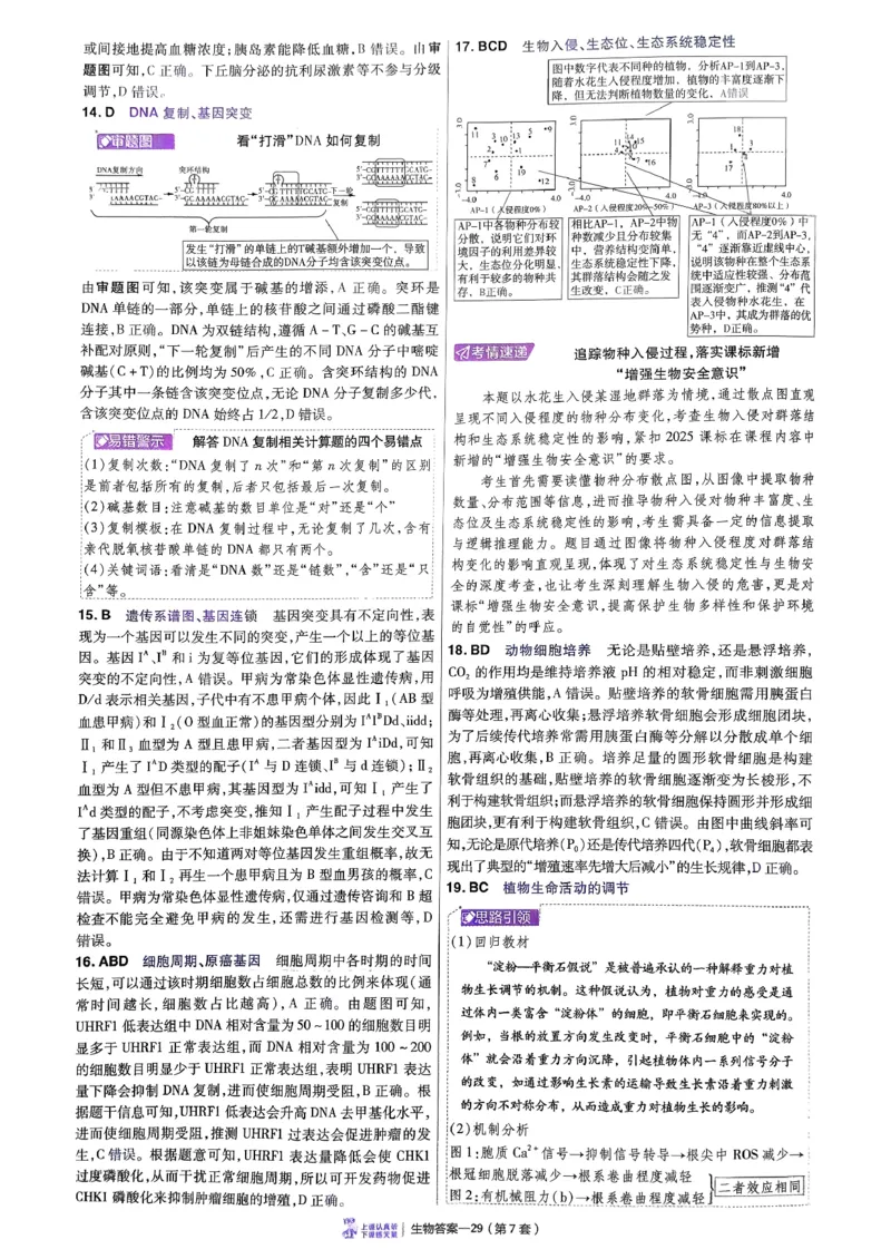 2026生物金考卷特快专递第6期《一模精选卷》答案册_第六期物化生_2026生物金考卷特快专递第6期《一模精选卷》