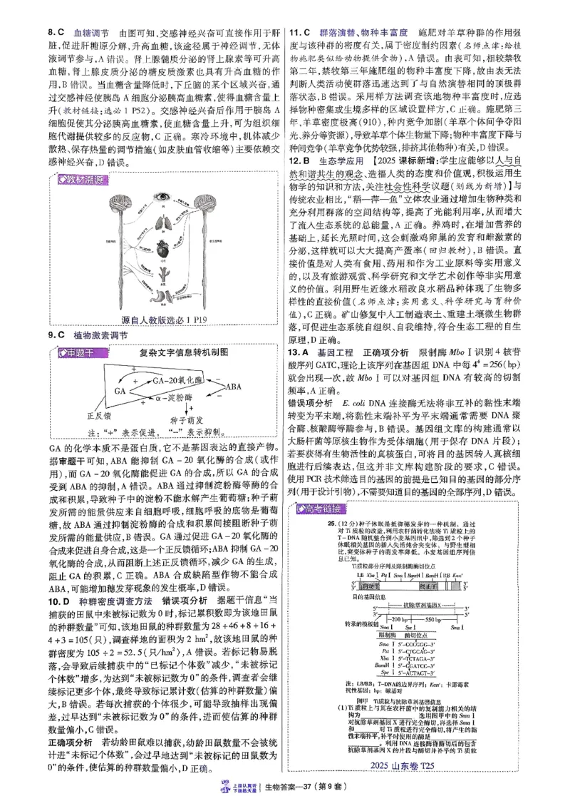 2026生物金考卷特快专递第6期《一模精选卷》答案册_第六期物化生_2026生物金考卷特快专递第6期《一模精选卷》